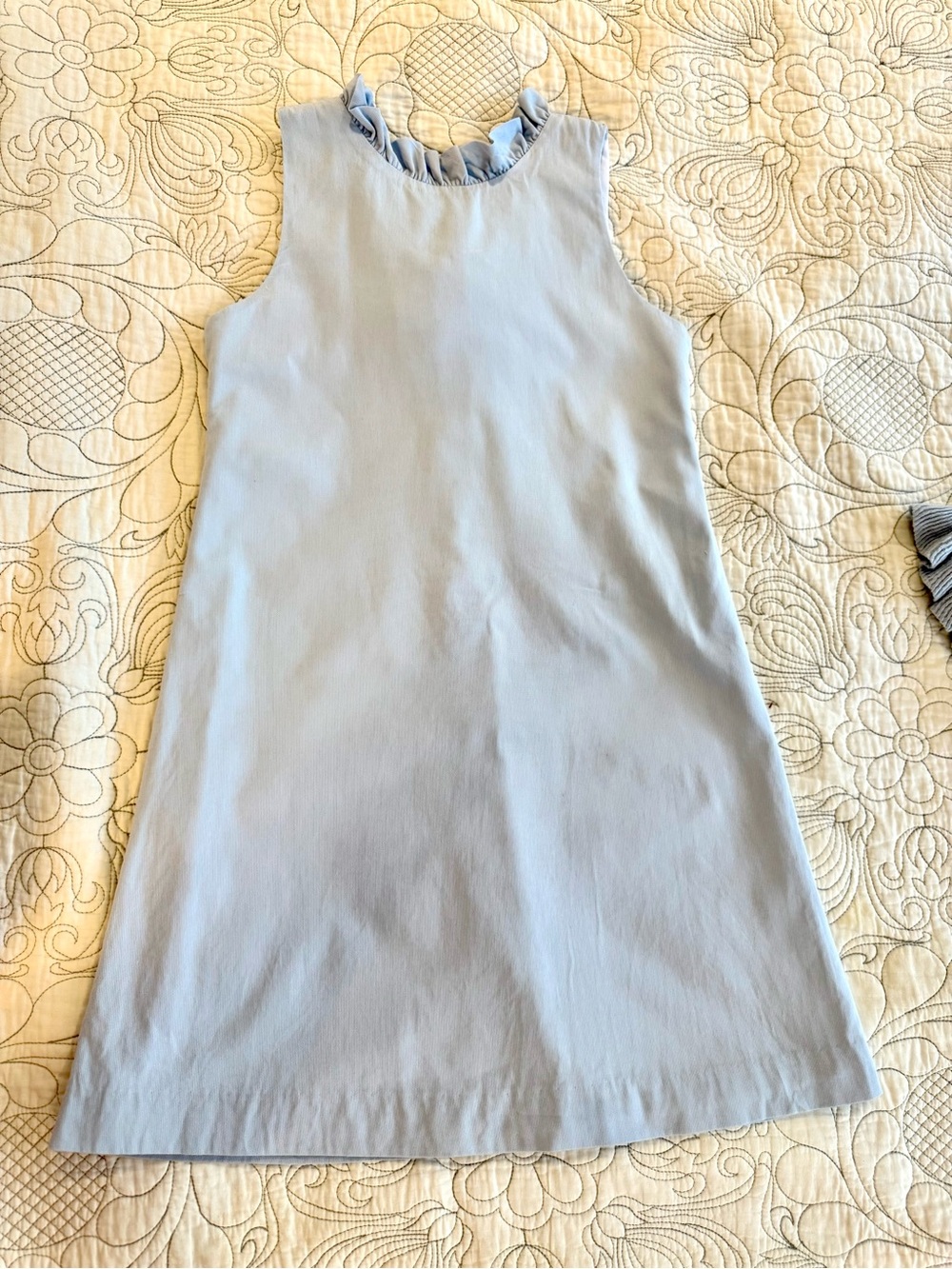 Little English Pale Blue Ruffle Neck Sleeveless Dress